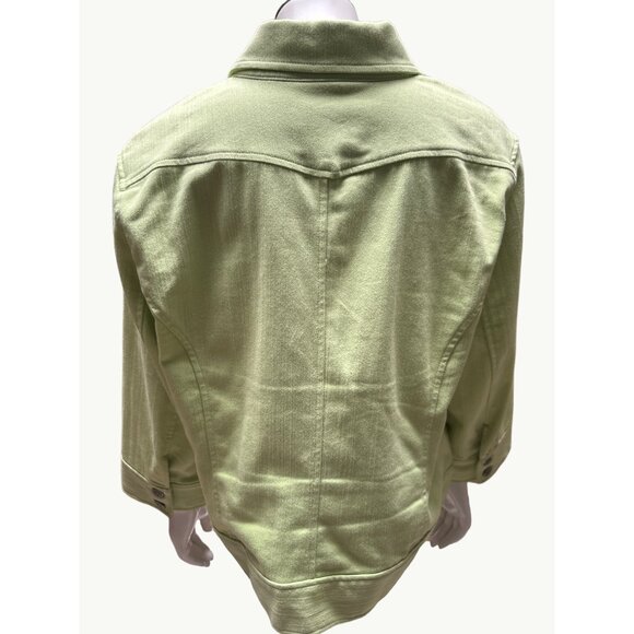 Christopher & Banks Lime Green Button Up Jacket Stretch Fabric Size L - Picture 3 of 9